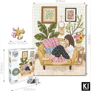 🆕 Hygge 500-Piece Olivia Gibbs Relaxing Nook Adult Jigsaw Puzzle and Candle Set